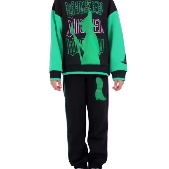 Wicked 2 Piece Black & Green Sweatsuit Girls Size   NWT - Picture 8 of 8